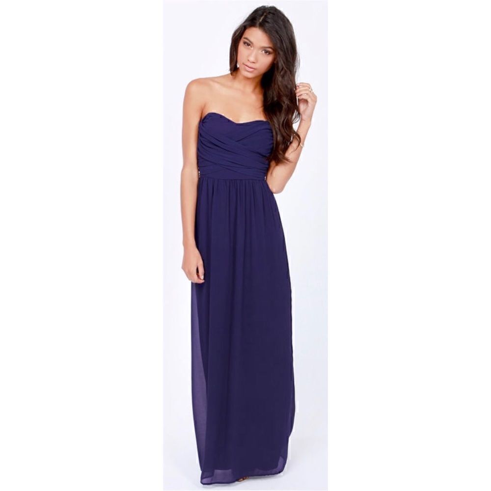 LULUS Exclusive Slow Dance Strapless Navy Blue Maxi Dress